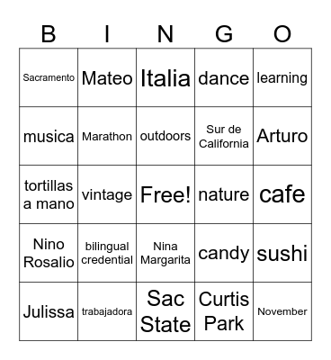 Claudia's 50th Birthday Bingo Card