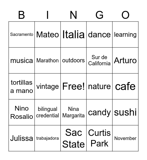 Claudia's 50th Birthday Bingo Card