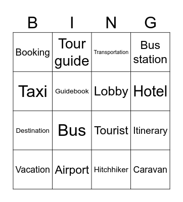 TRAVEL Bingo Card