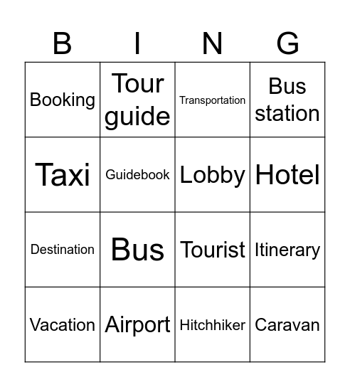TRAVEL Bingo Card