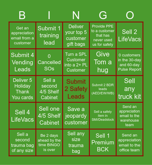 Holiday Hussell Bingo Card