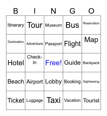 TRAVEL BINGO Card