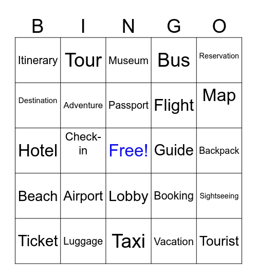 TRAVEL BINGO Card