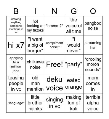 Pisharp Bingo Card
