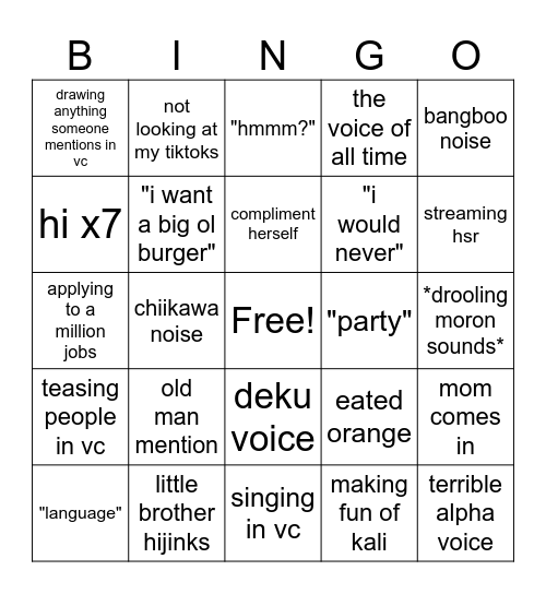 Pisharp Bingo Card