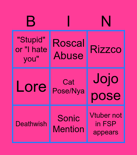 Rosco 3D Bingo Card