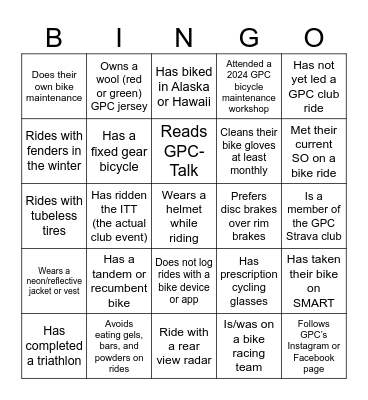 2024 GPC Holiday Party Bingo Card