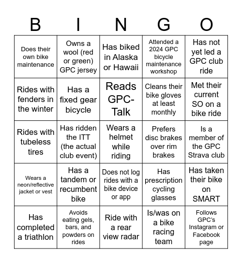 2024 GPC Holiday Party Bingo Card