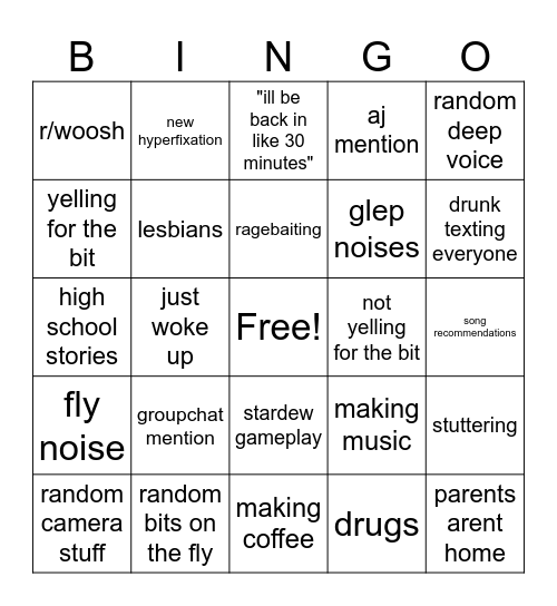 chlobber bingort Bingo Card