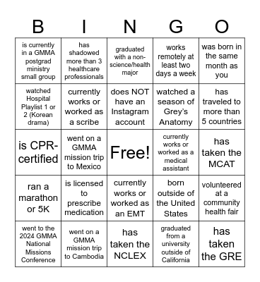 Find someone who... Bingo Card