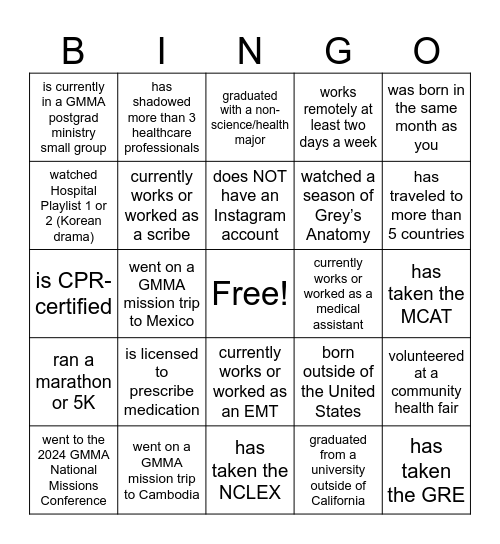 Find someone who... Bingo Card