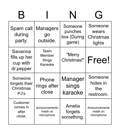 CNK 2024 Christmas party Bingo Card