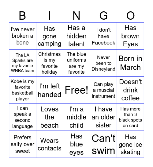 UCLA Women's Basketball Bingo Card