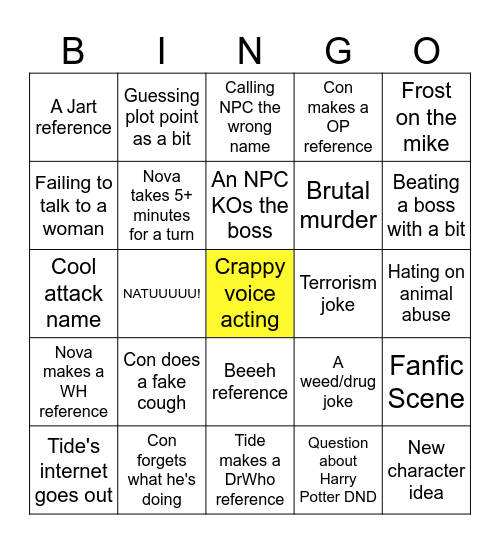 DnD Bingo Card