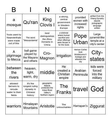 Post Test Semester One Bingo Card
