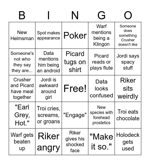 Star Trek Bingo Card