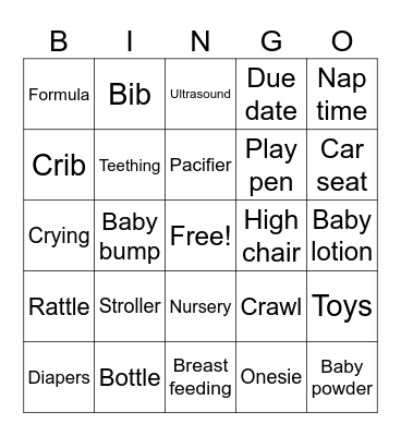Baby Bingo! Bingo Card