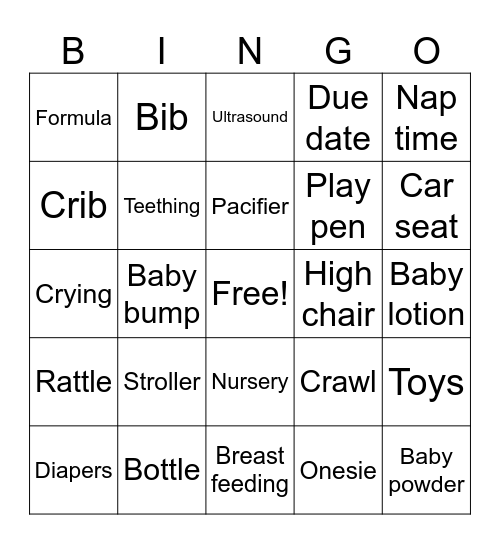 Baby Bingo! Bingo Card