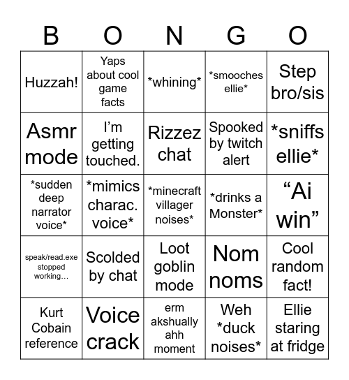 welcome to silly audio man bingo! Bingo Card