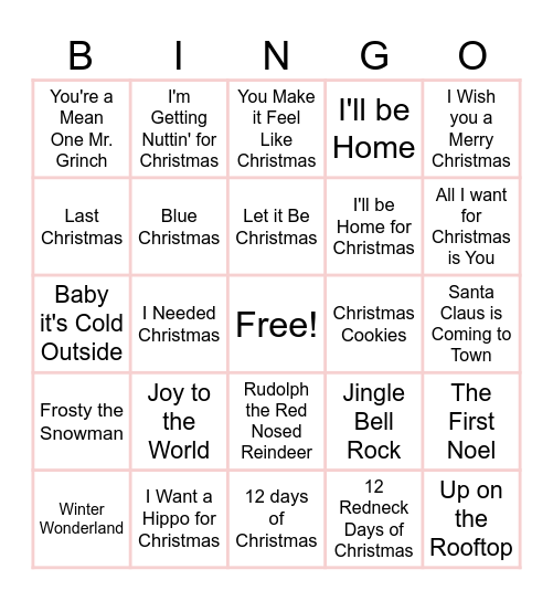 Christmas Jams Bingo Card