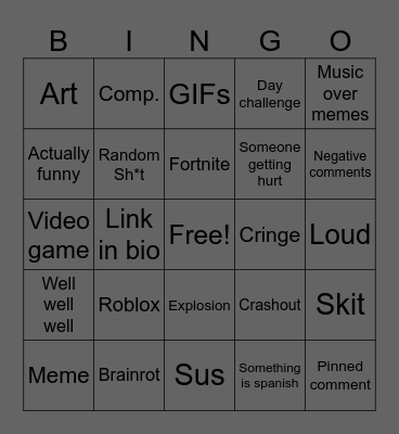 Instagram bingo pt2 Bingo Card