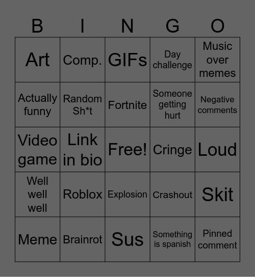 Instagram bingo pt2 Bingo Card