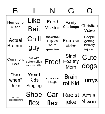 IG REELS Bingo Card
