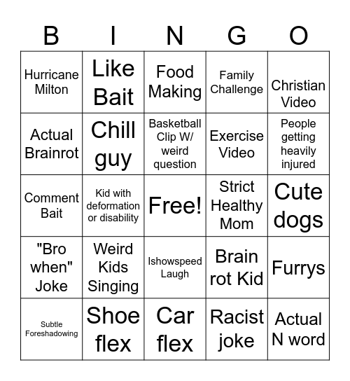 IG REELS Bingo Card