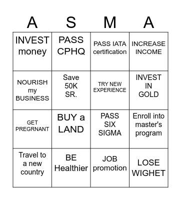 Asmaa 2025 BINGO Card