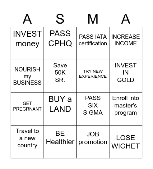 Asmaa 2025 BINGO Card