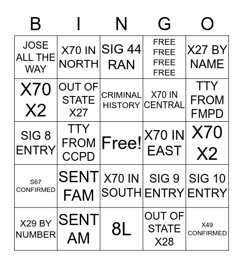 WANTS 1 Bingo Card