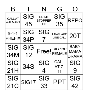 CALLTAKER BINGO Card