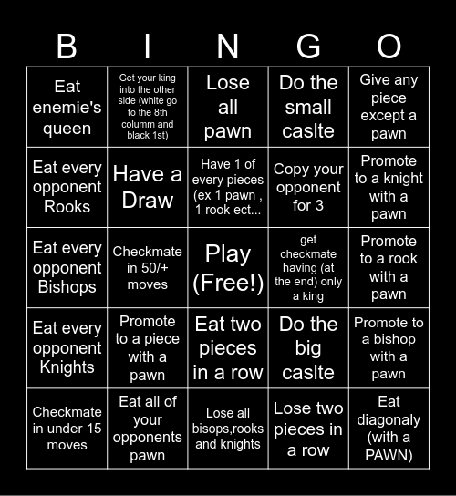 Chess BINGO Card