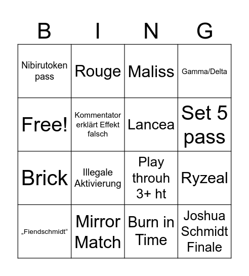 YCS Watchparty Bingo Card