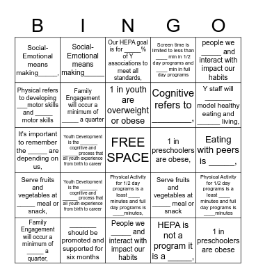 hepa Bingo Card