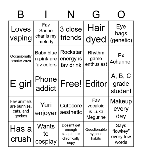 Me fr Bingo Card