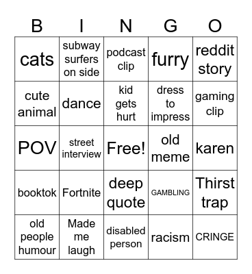 Instagram Reels Bingo for Marwee Bingo Card