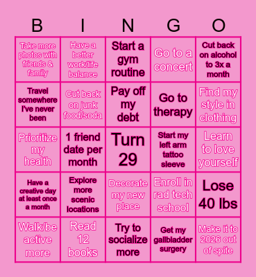 Jasmine's 2025 Bingo Card