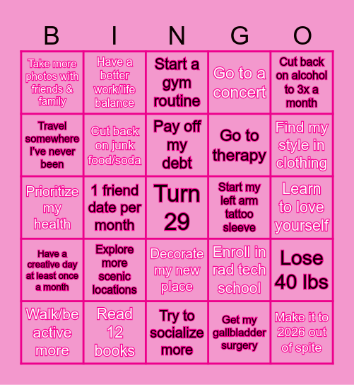 Jasmine's 2025 Bingo Card