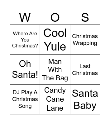 Christmas Songs Bingo Card