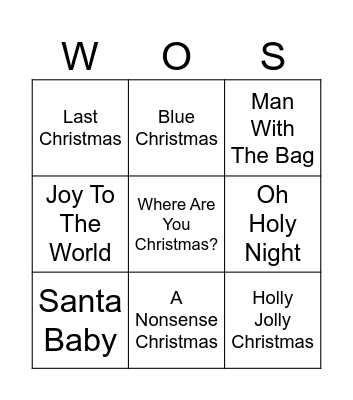 Christmas Songs Bingo Card