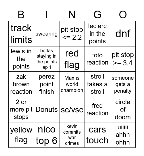 Abu Dabi 24 Bingo Card