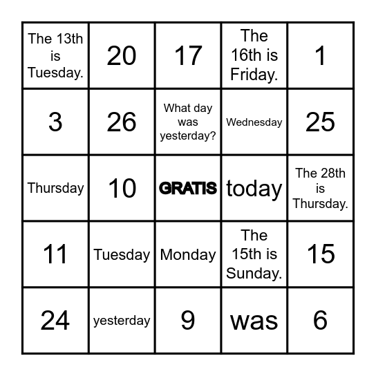 Quarter 2 Bingo (M) Bingo Card