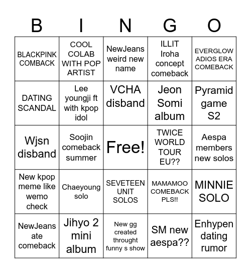 KPOP 2025😜 Bingo Card