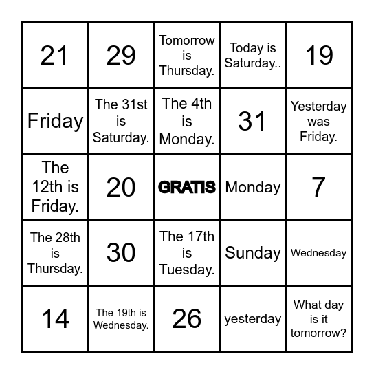 Quarter 2 Bingo (M) Bingo Card