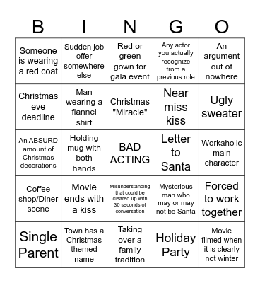 BAD CHRISTMAS MOVIE Bingo Card