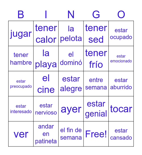 EntreCulturas 1 Unidad 5 (ASD1) Bingo Card