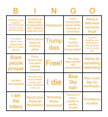 possibilities I saw in my dreams next 4 years Bingo Card