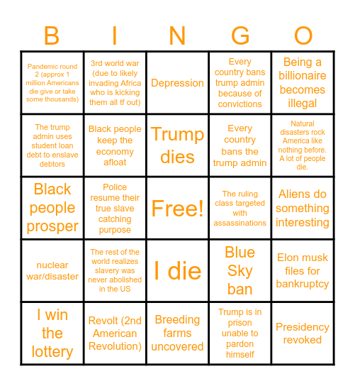 possibilities I saw in my dreams next 4 years Bingo Card