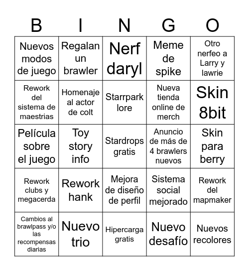 Brawl Talk Bingo Card